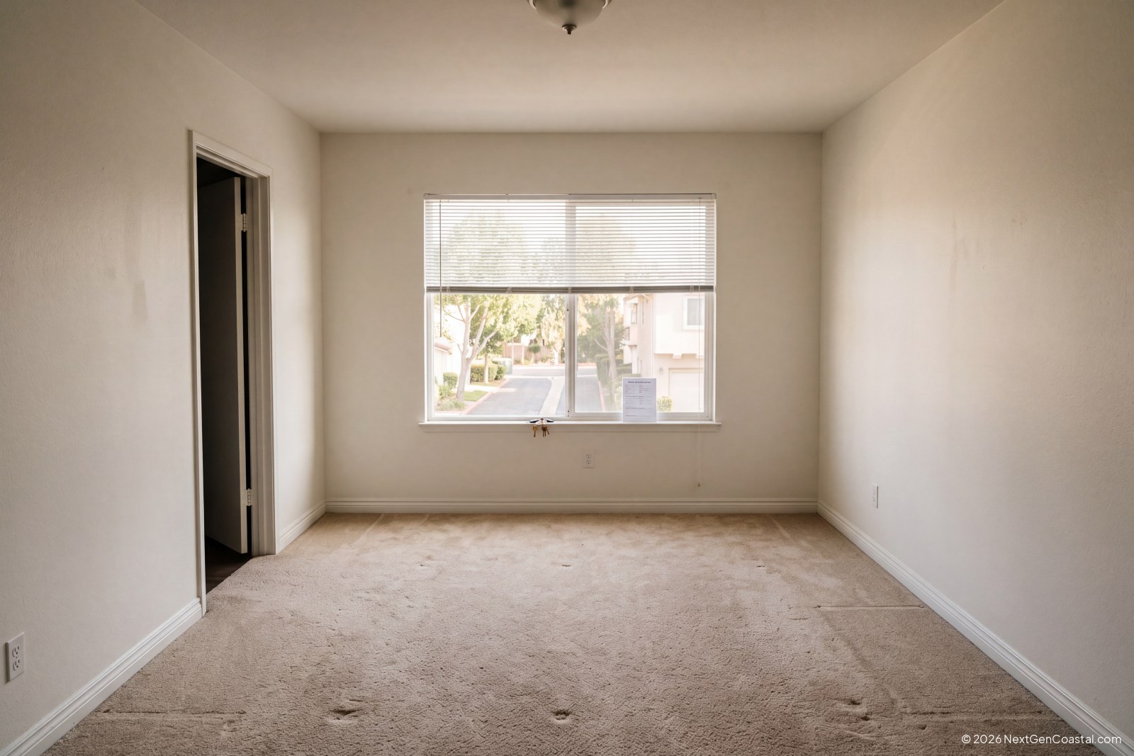 Vacant California rental bedroom with fresh paint and morning light after a tenant move-out