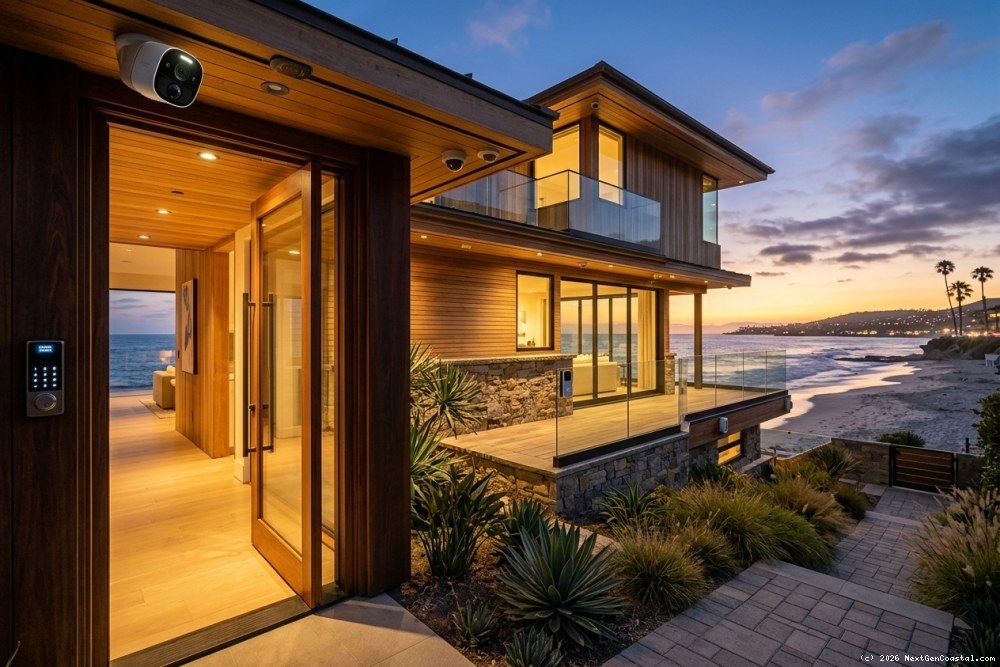 Orange County beachfront rental with smart security cameras and keyless entry