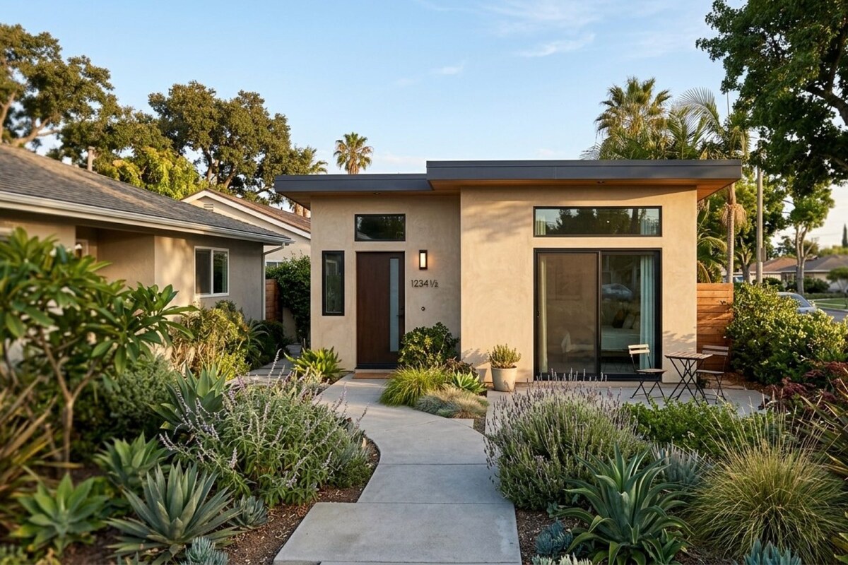 Modern detached ADU in a Costa Mesa residential neighborhood