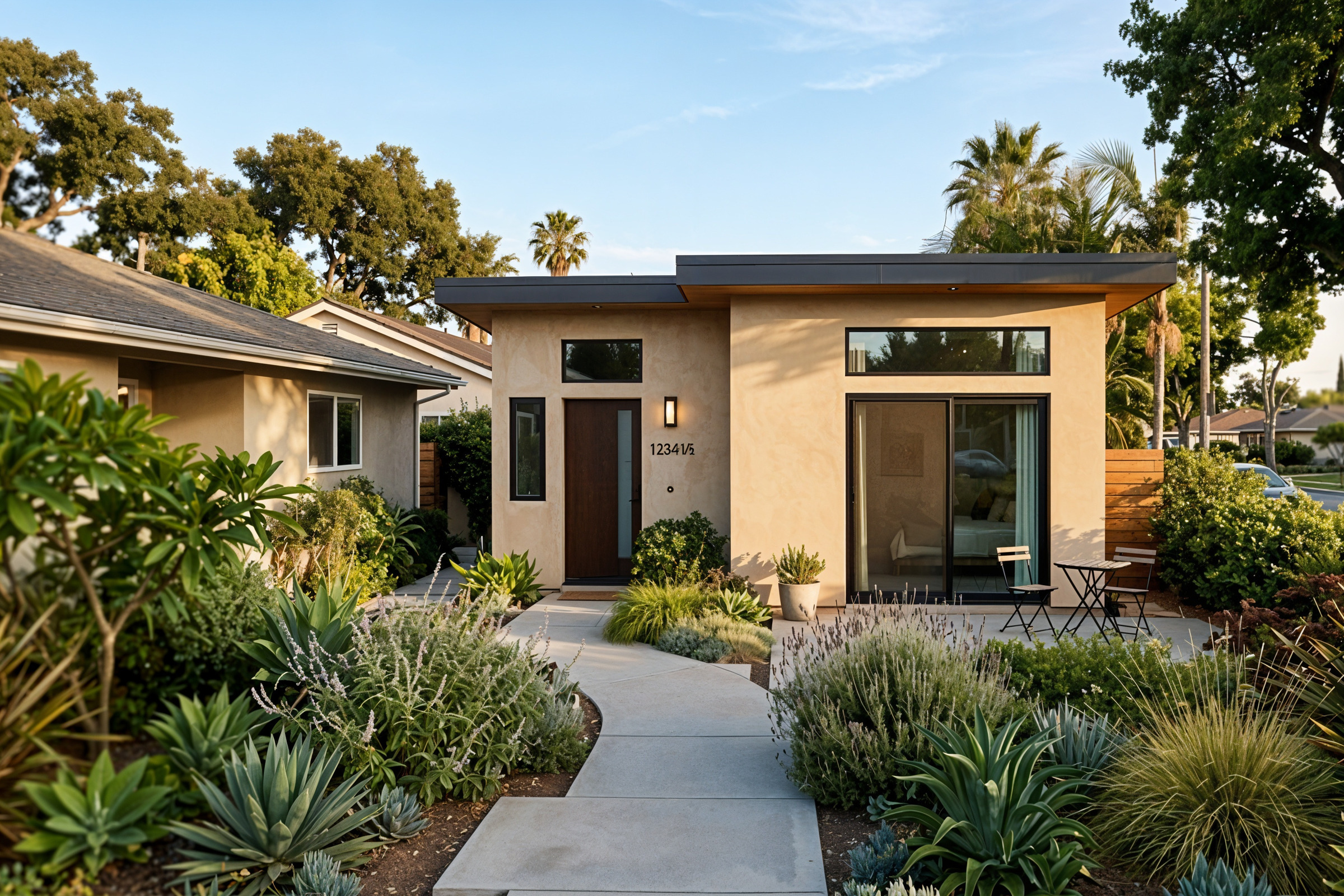 Modern detached ADU in a Costa Mesa residential neighborhood