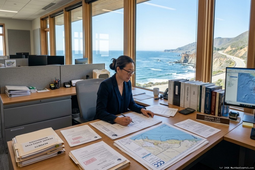 California Coastal Commission office reviewing Newport Beach STR permit applications