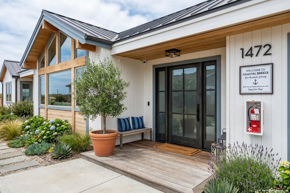 Coastal Newport Beach home with visible parking and landscaping for STR compliance