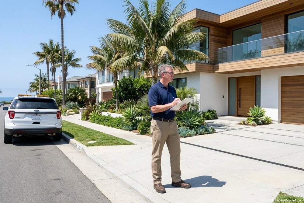 Newport Beach code enforcement officer conducting STR compliance inspection