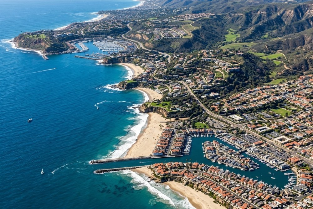 Aerial view of Orange County coastline showing coastal zone boundaries