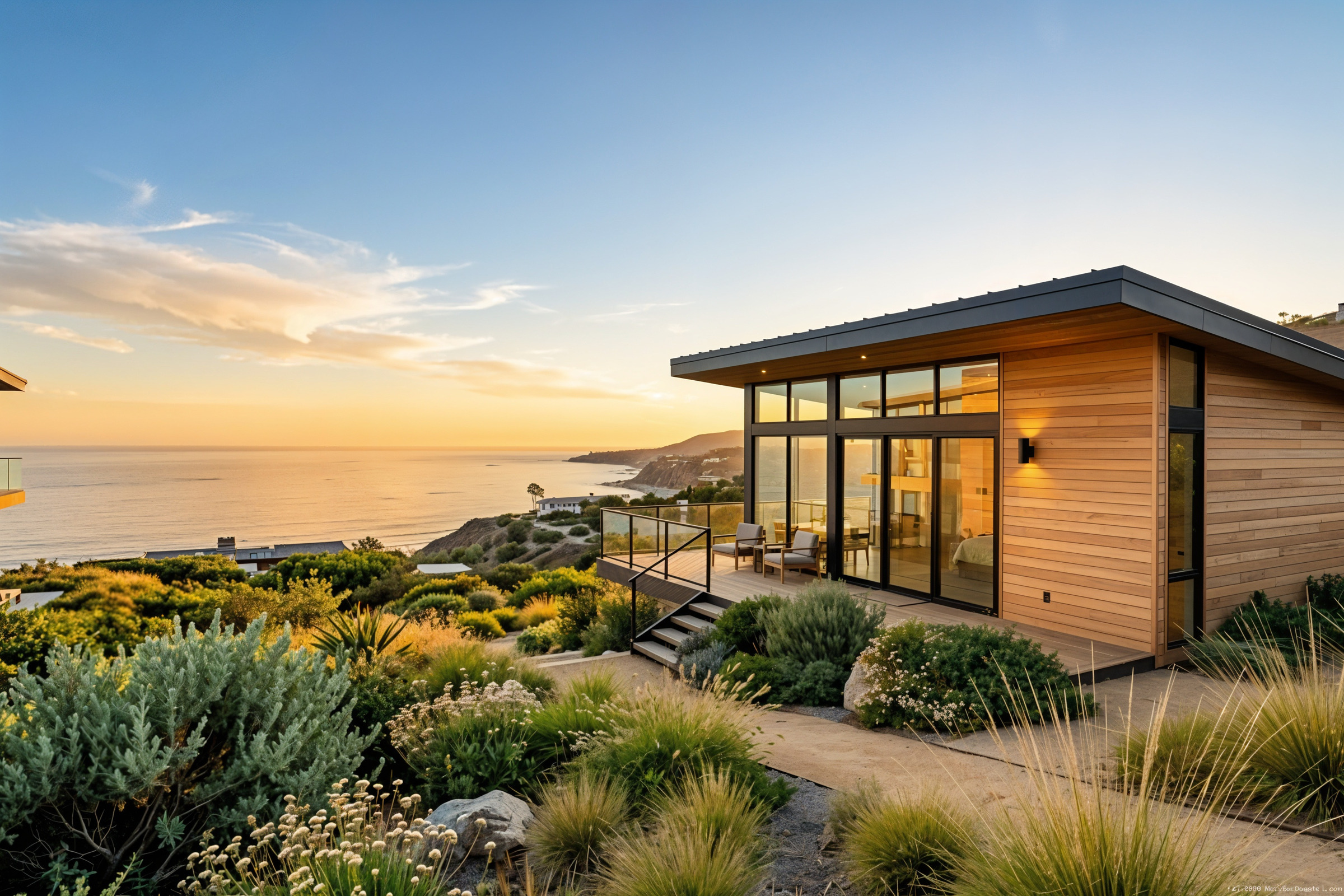 Modern detached ADU on a coastal hillside property in Malibu